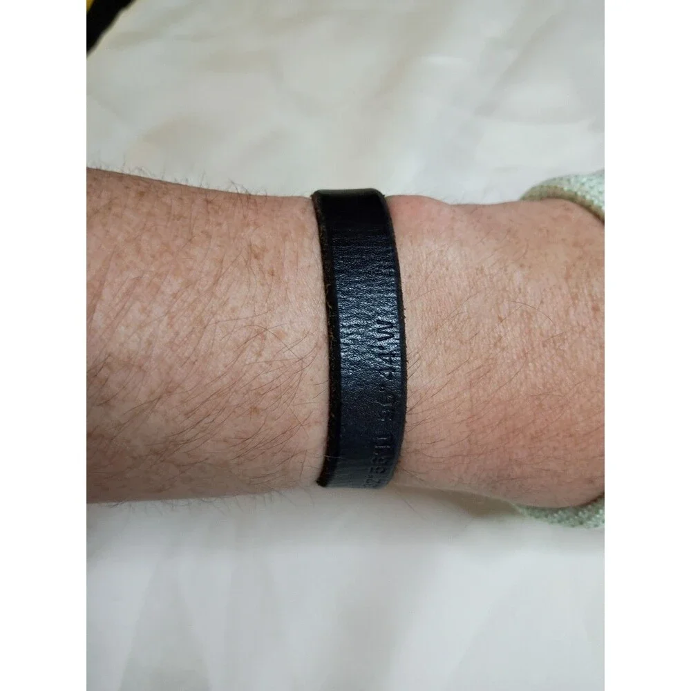 Vintage Fossil Black Leather Adjustable Bracelet